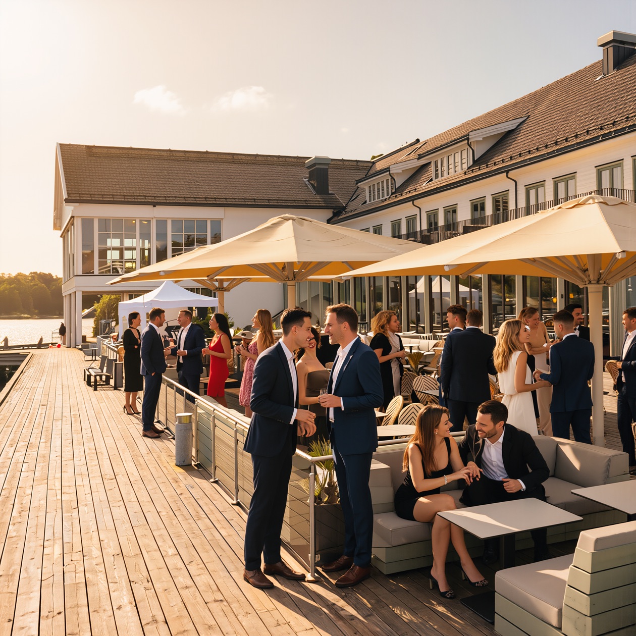 Selskap på terrassen ved Havna Hotel & Sjøbad